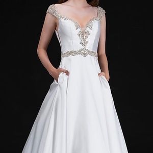 Nina Canacci White Diamond Formal Gown